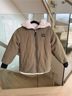 nununu Khaki Puffer Jacket with Cream Sherpa Hood